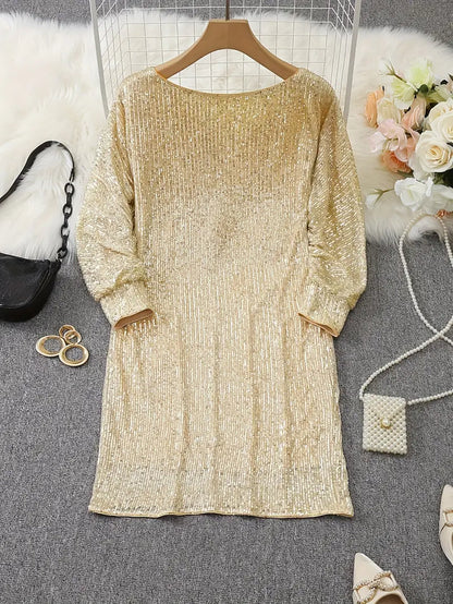 Sylis-Mode | Bare Shoulders Sequin Mini Dress