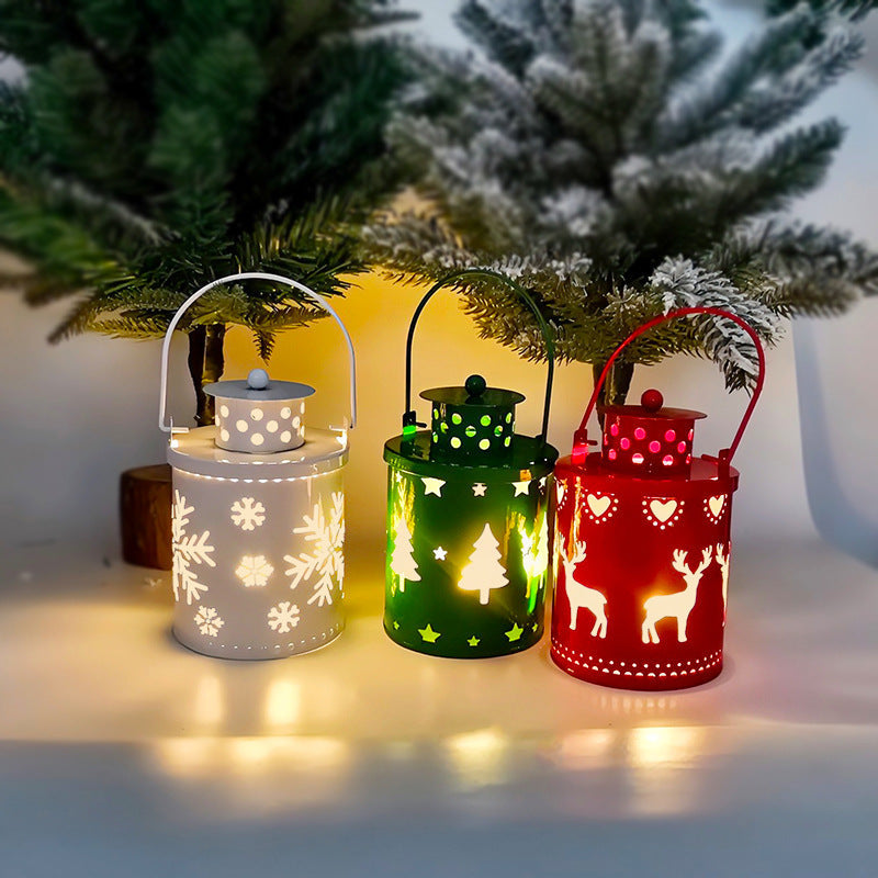 Electronic Christmas Candle with Flickering LED Light – Decorative Iron Candle Holder for Indoor