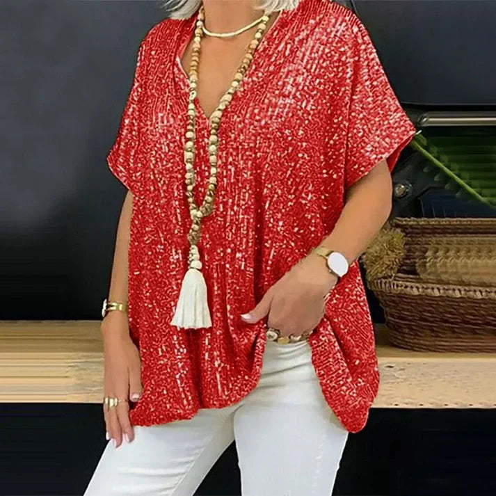 Sylis-Mode | V neck sequin blouse