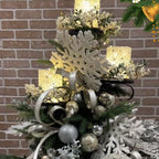 Christmas Tree Topper Shelf | Triple-Layer Ornament & Candle Display Stand | 36-Inch Iron