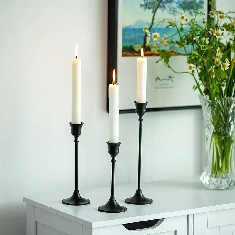 Candle Holders Gold Metal Set for Table Decor