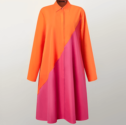 Sylis dress with lapel collar and three-quarter sleeves