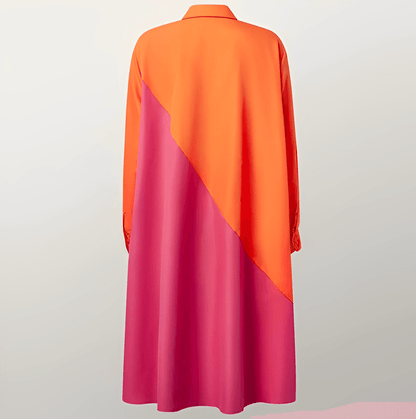 Sylis dress with lapel collar and three-quarter sleeves