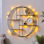 Round Wall Shelf with 4 Levels – Retro Design made of Wood & Metal