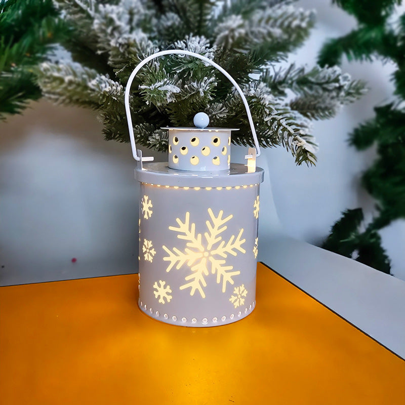 Electronic Christmas Candle with Flickering LED Light – Decorative Iron Candle Holder for Indoor