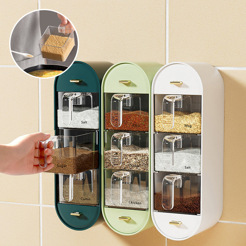 Space-saving spice jar for wall mounting