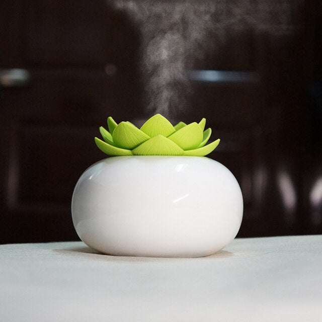 Lotiscent | Ceramic Lotus Aroma Humidifier – Ultrasonic Essential Oil Diffuser for Relaxation & Wellness