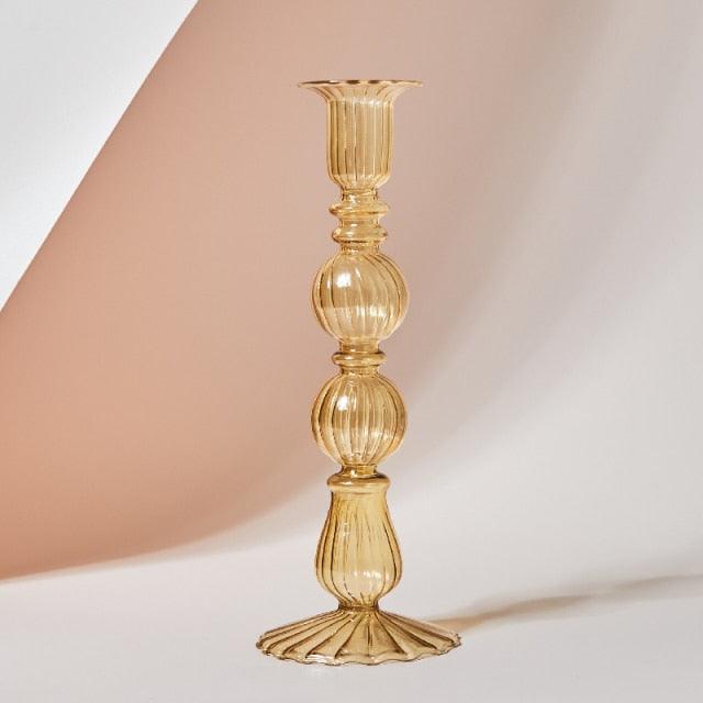 GlowCharm Pastel Glass Candle Holder | Decorative Candle Stands | Elegant Table Decor