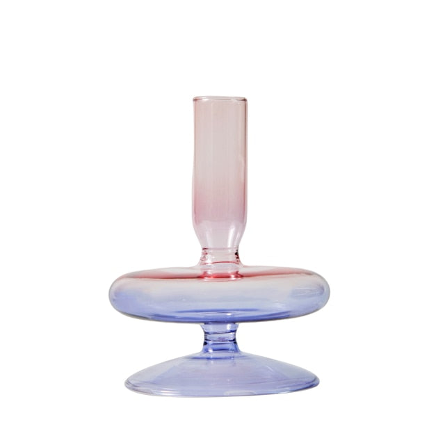 Modern Glass Candleholder-Ocean Blue