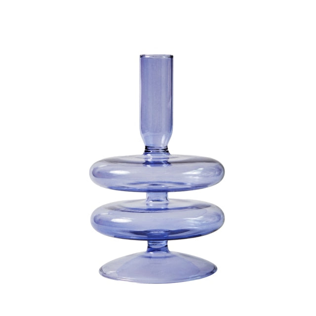 Modern Glass Candleholder-Ocean Blue