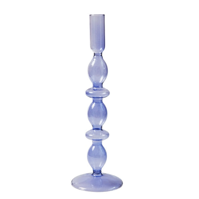 Modern Glass Candleholder-Ocean Blue