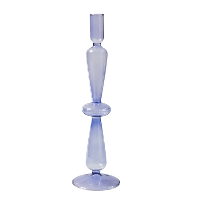 Modern Glass Candleholder-Ocean Blue