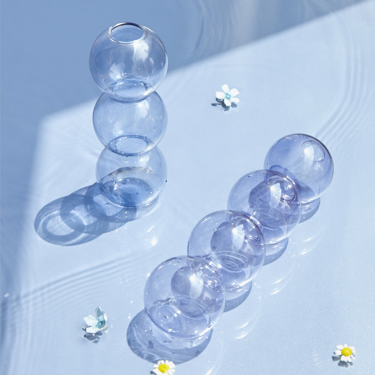 Modern Glass Candleholder-Ocean Blue
