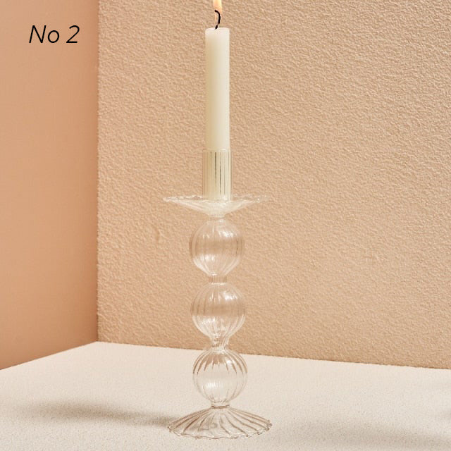 Modern Glass Candleholders - Transparent