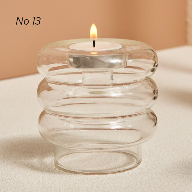 Modern Glass Candleholders - Transparent
