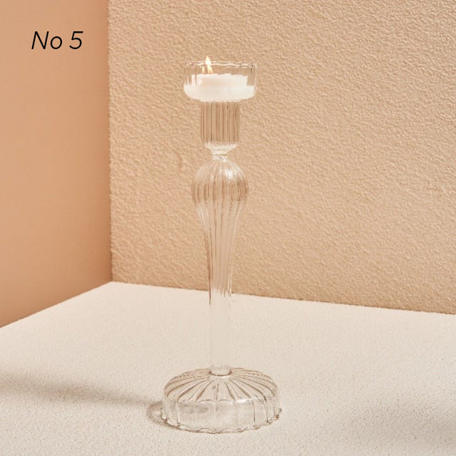 Modern Glass Candleholders - Transparent
