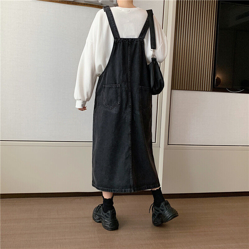 Sylis | Casual denim overalls dress with front pocket