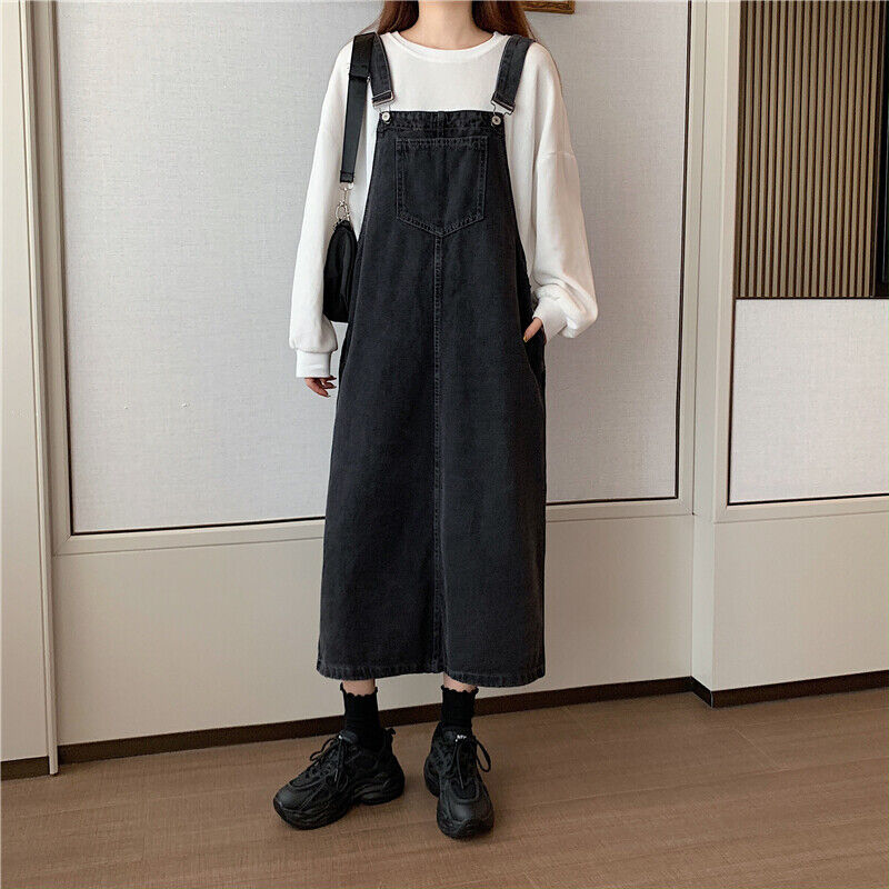 Sylis | Casual denim overalls dress with front pocket