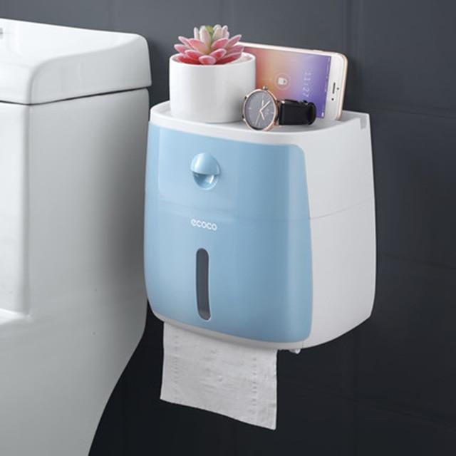 Toilet paper holder wall mounted paper shelf storage box toilet tissue dispenser
