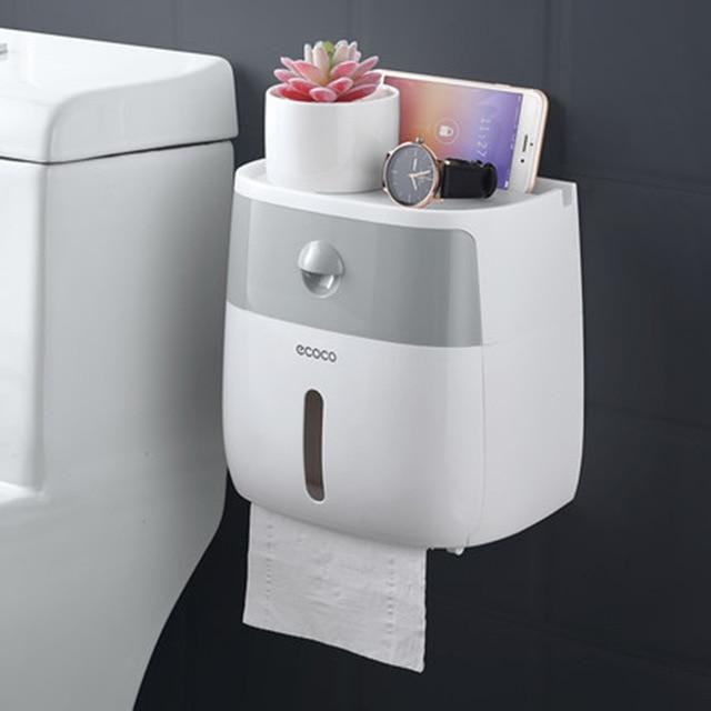 Toilet paper holder wall mounted paper shelf storage box toilet tissue dispenser