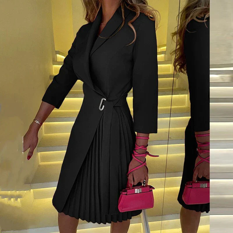 Sylis elegant ribbed neck dress