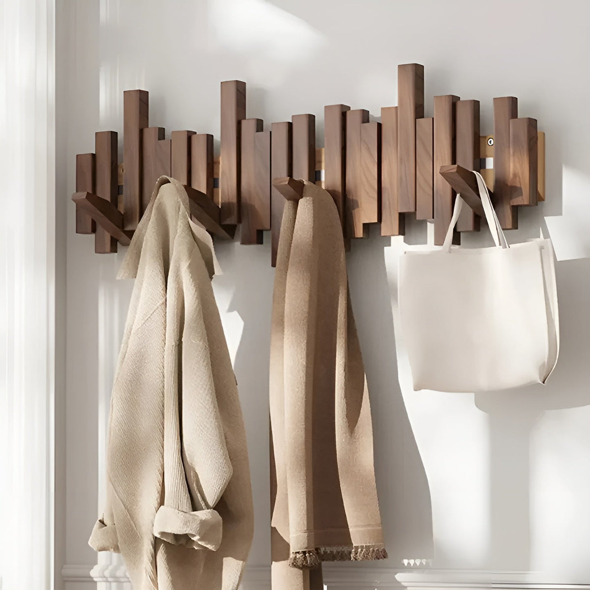 Stylish wooden wardrobe – FlexiMerocie magnetic hooks for more organization | Ideal for bedroom