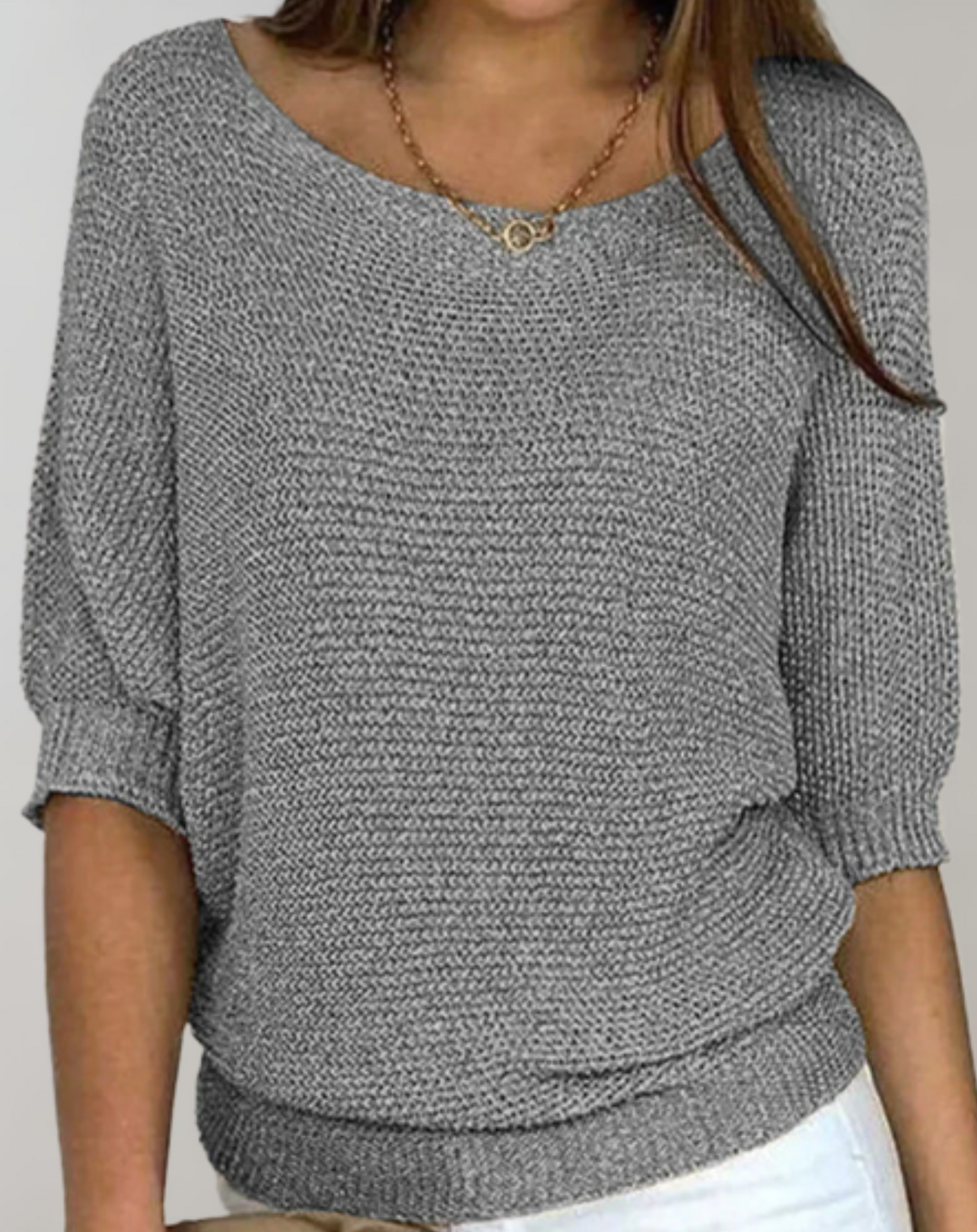 Sylis-Mode | Beautiful Tailored Sweater With Crew Neck And Simple Mid-Length Sleeves