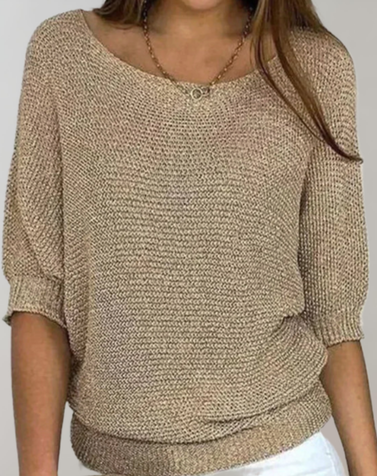 Sylis-Mode | Beautiful Tailored Sweater With Crew Neck And Simple Mid-Length Sleeves