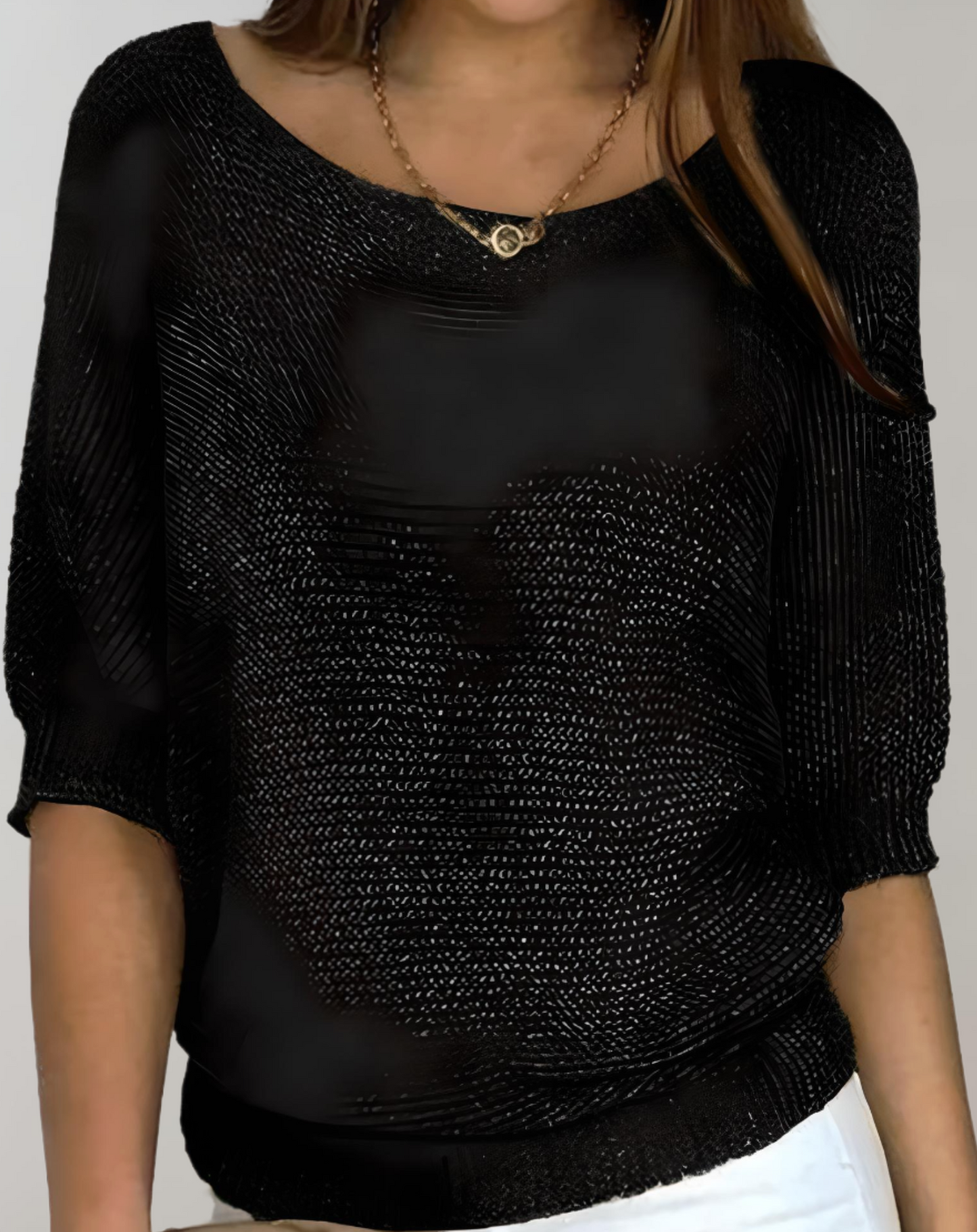 Sylis-Mode | Beautiful Tailored Sweater With Crew Neck And Simple Mid-Length Sleeves